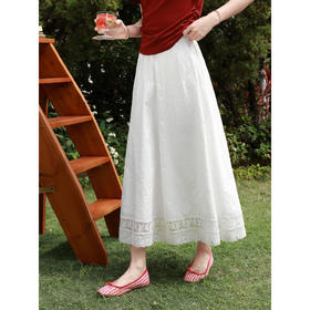 鹿向南【0331/20:00新品前1小时5折限量100件】米白色蕾丝半身裙