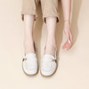 信诺真皮乐福鞋女平底一脚蹬软底不累脚妈妈鞋白色单鞋6C8166-32 商品缩略图1