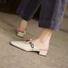 阿么手工女鞋新款一脚蹬浅口半拖包头鞋夏外穿百搭真皮穆勒鞋3CM 商品缩略图1