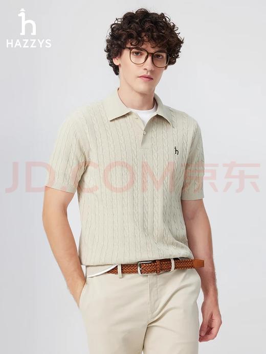 Hazzys26款男士绞花POLO短袖针织衫 商品图0