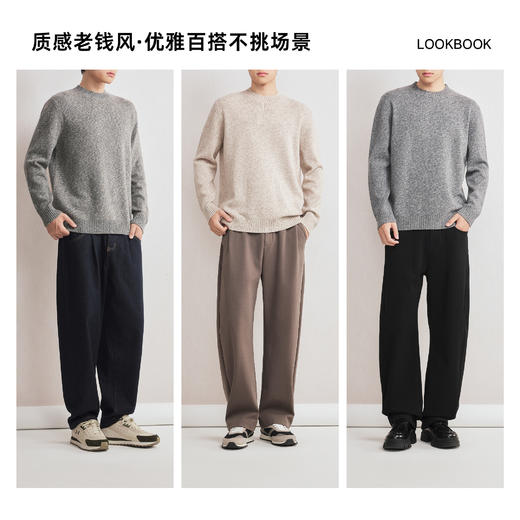 墨麦客男装2025冬季美丽诺绵羊毛圆领老钱风羊毛衫男士打底毛衣男 商品图4