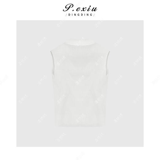 03-5潘依绣丁丁宠粉100%天丝时髦不规则荡领无袖针织上衣 ZZ0910 商品图1