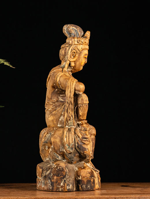 清	木雕自在观音木造像 商品图2