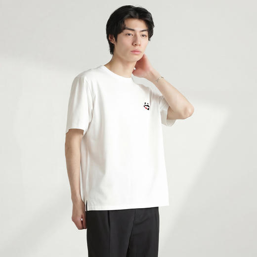 DRONKOO 2026 圆领左胸熊猫刺绣修身短袖T恤 商品图3