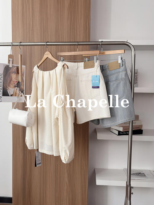 专柜实拍【版型巨正~】拉夏贝尔/La Chapelle棉质舒适好穿高腰单扣多裤袢口袋纯色百搭显瘦牛仔短裤 商品图4