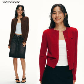 Ariseism黑标 51%绵羊毛针织开衫女春季新款上衣