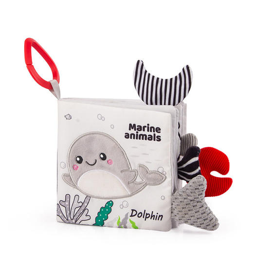 Happy monkey 黑白尾巴布书婴儿撕不烂视觉训练宝宝早教益智布书 商品图4