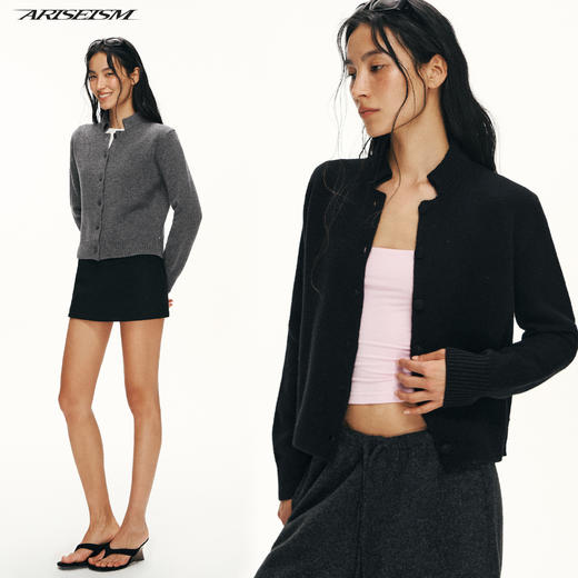 Ariseism黑标 100%羊毛针织开衫女春季新款上衣 商品图1