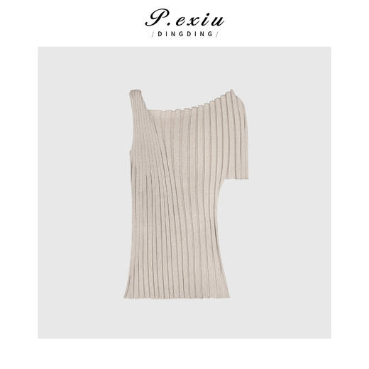 04-1潘依绣丁丁宠粉坑条不规则袖口设计师打底针织衫Q25710 商品图1