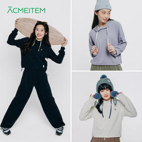【限量直降】ACMEITEM爱棵米 户外女士抓绒卫衣连帽宽松柔软抽绳运动上衣女款GAG2311898G
