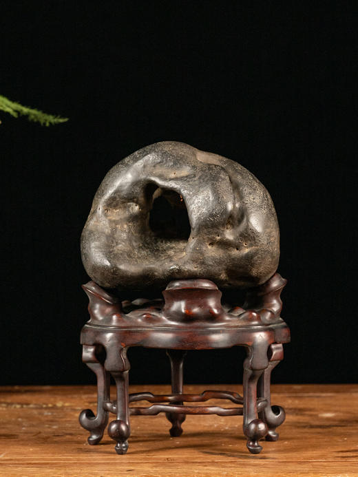 清	灵璧石洞天诗文文房赏石（红木座） 商品图4