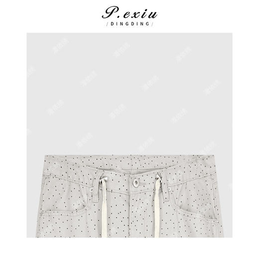 03-5潘依绣丁丁宠粉复古洋气波点松紧腰抽绳休闲裤Q3695 商品图2