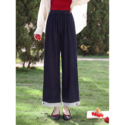 鹿向南【0331/20:00新品前1小时7折限量100件】藏蓝色休闲牛仔裤 商品图0