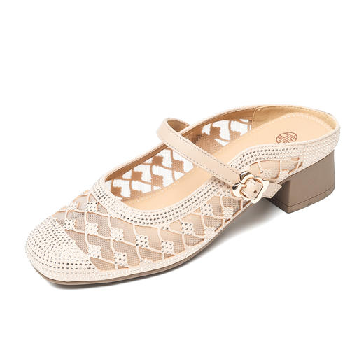 外穿包头拖鞋女夏镂空编织水钻粗跟软底百搭凉拖X6L134-93 商品图4