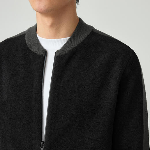 墨麦客仿羊羔绒开衫外套男士秋季新款棒球领休闲撞色上衣男。 商品图2