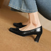 阿么手工女鞋蝴蝶结浅口一脚蹬方头单鞋新款复古优雅高跟鞋6.3CM 商品缩略图3