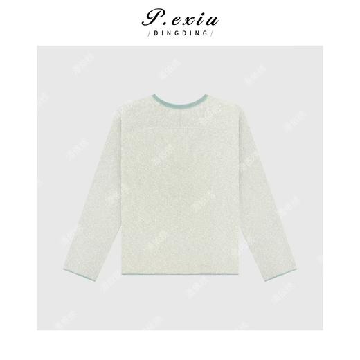 03-5潘依绣丁丁宠粉复古慵懒撞色V领长袖针织上衣Q69544 商品图1