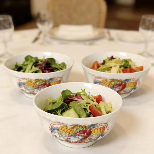 喇荣纪念品白陶瓷骨瓷印花餐具 聚福碗 招财碗 商品图2