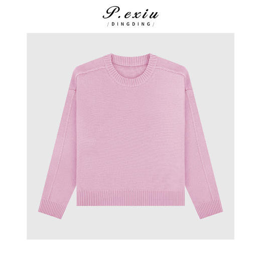 03-5潘依绣丁丁宠粉【温柔秘境】100%绵羊毛软糯舒适圆领针织毛衣ZZ1021 商品图1