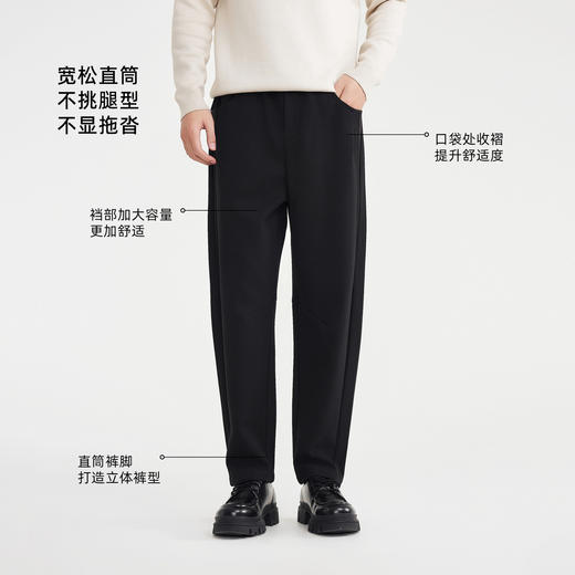 墨麦客男装斜纹提花男士休闲裤2025冬新款简约小直筒裤子男91491 商品图2
