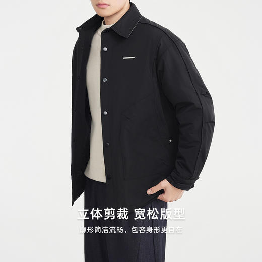 墨麦客男装结构分割棉服男2025冬季新款简约衬衫领男士棉衣87761 商品图1