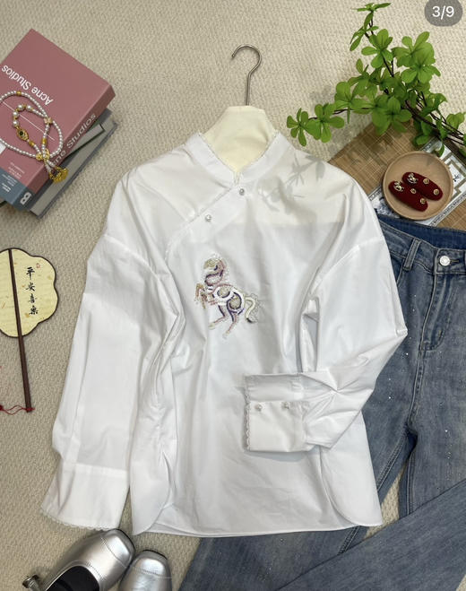 原单重工刺绣亮片衬衫 商品图0