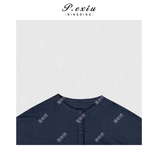 03-5潘依绣丁丁宠粉极简主义半开领排扣中袖T恤Q4812 商品图2