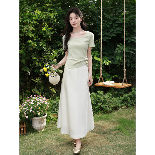 鹿向南【0331/20:00新品前1小时7折限量100件】小清新绿色短袖T恤 商品图2