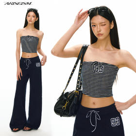 Ariseism 美式复古设计感条纹抹胸长裤两件套套装女夏
