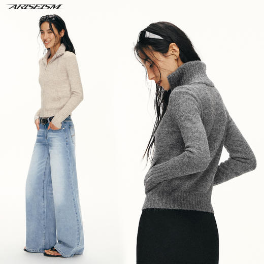 Ariseism黑标 羊毛混纺开衫毛衣外套女春秋新款上衣 商品图1