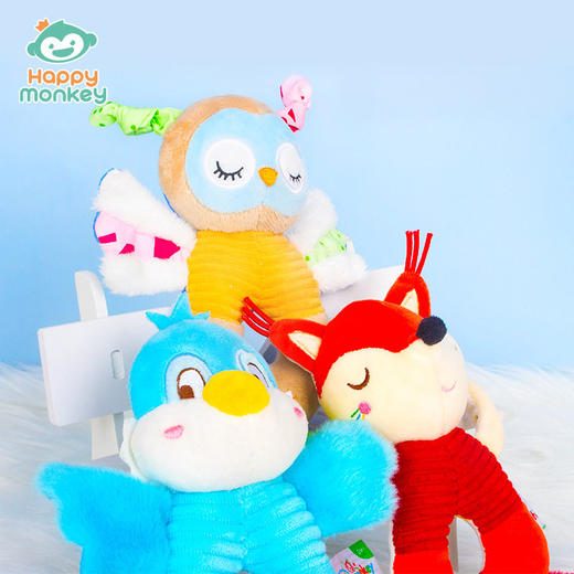 Happy monkey婴儿手抓摇铃新生儿抓握训练安抚玩偶宝宝早教玩具 商品图1