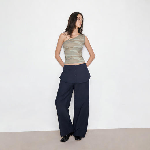 NUTH“衬衫摆”拼接假两件可束脚裙裤女 深藏青色/白灰条纹色（发货/预售时间同步天猫） 商品图4