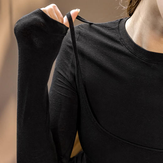 【羊绒真两件叠穿】靴下物羊毛莫代尔肌底衣春秋轻薄保暖上衣吊带 商品图4