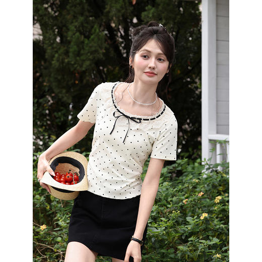 鹿向南【0330/20:00新品前一小时7折限量100件】杏色T恤 商品图2