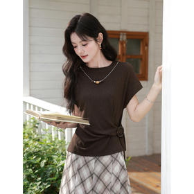 鹿向南【0330/20:00新品前一小时7折限量100件】咖色T恤