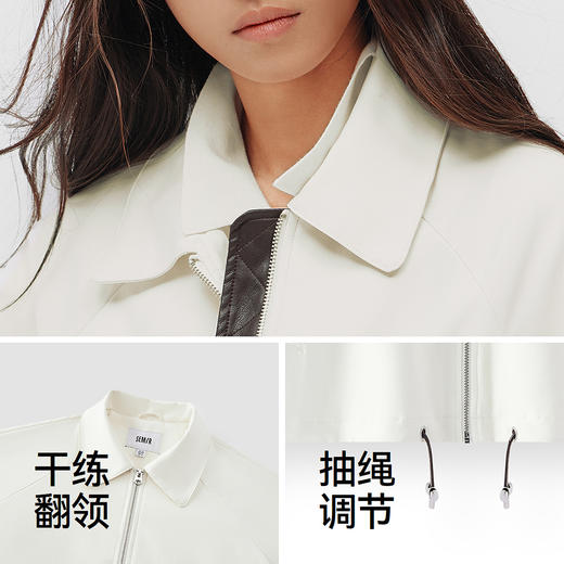 商场同款|森马外套女春oversize插肩袖翻领抽绳2026新款简约夹克 商品图3