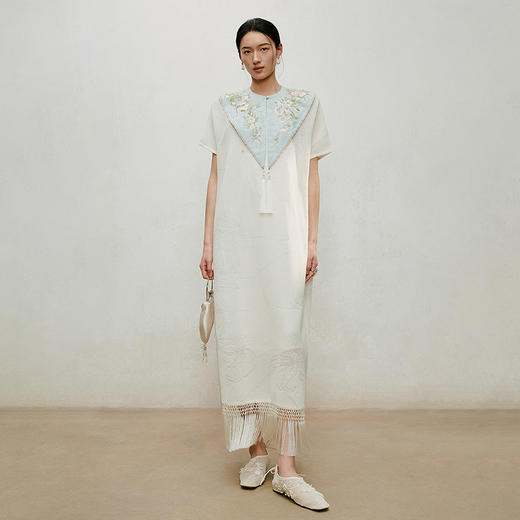 【林栖设计小店】手编流苏|提花国风针织裙2026夏新款毛织连衣裙两件套1962096 商品图7