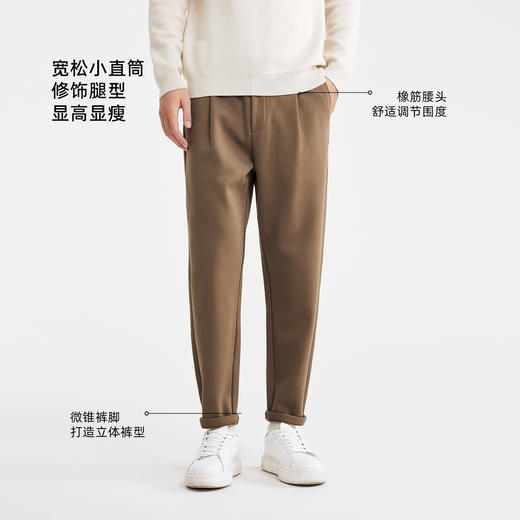 墨麦客男装小直筒加绒裤男2025冬季新款斜纹肌理男士休闲裤91450 商品图2