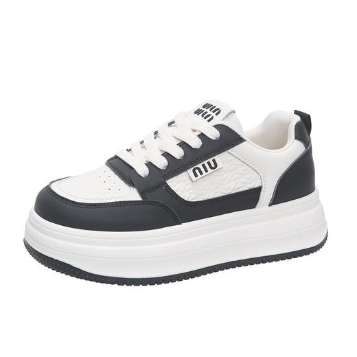 头层牛皮真皮厚底小白鞋女鞋新款增高松糕休闲百搭板鞋 商品图4