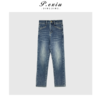 04-1潘依绣丁丁宠粉韩系修身显瘦磨绒直筒烟管裤牛仔裤 D6070 商品缩略图0