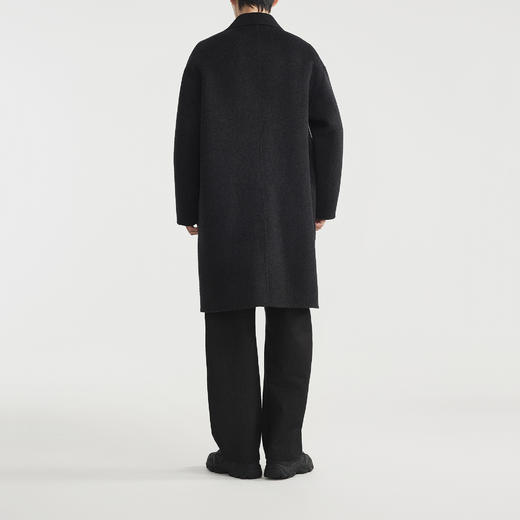墨麦客男装2025年秋冬季新款翻领全羊毛中长款双面毛呢大衣外套 商品图4