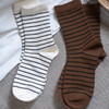 靴下物咖灰色系巴恩风条纹中筒袜子女春秋美拉德保暖堆堆袜配勃肯 商品缩略图3