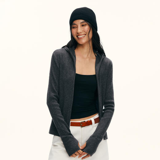 Ariseism 黑标 100%羊毛连帽针织开衫女春季新款上衣 商品图2