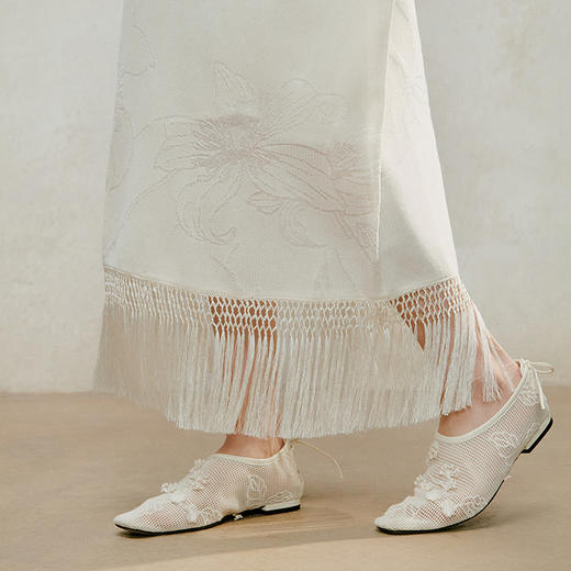 【林栖设计小店】手编流苏|提花国风针织裙2026夏新款毛织连衣裙两件套1962096 商品图5