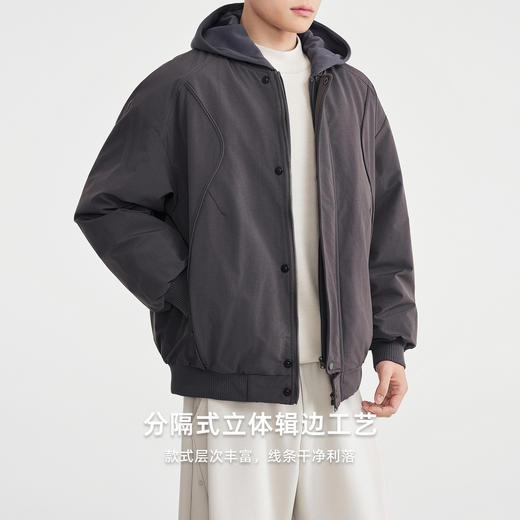 墨麦客男装连帽双门襟男士羽绒服2025冬新款假两件羽绒服男88858 商品图2