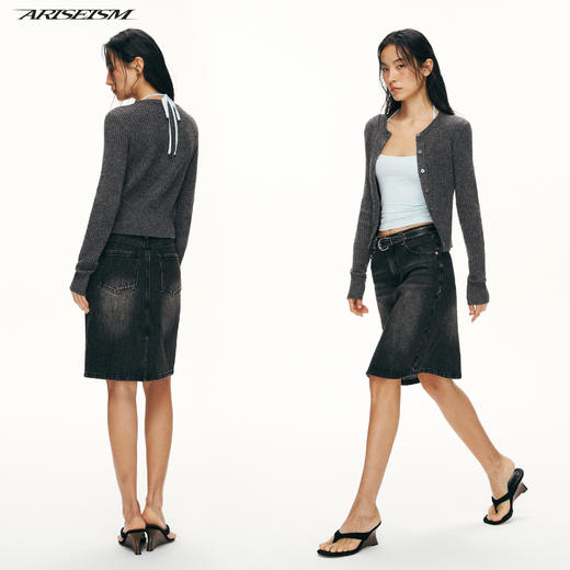 Ariseism黑标 羊毛坑条针织衫女春季新款上衣 商品图1