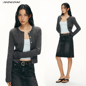 Ariseism黑标 羊毛坑条针织衫女春季新款上衣