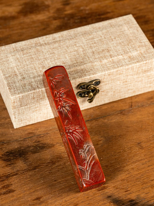 清	寿山石蜡烛红诗文印章 商品图3