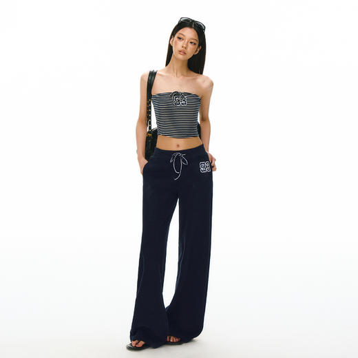 Ariseism 美式复古设计感条纹抹胸长裤两件套套装女夏 商品图3