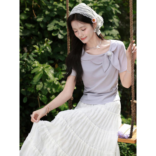 鹿向南【0330/20:00新品前一小时7折限量100件】紫色T恤 商品图0